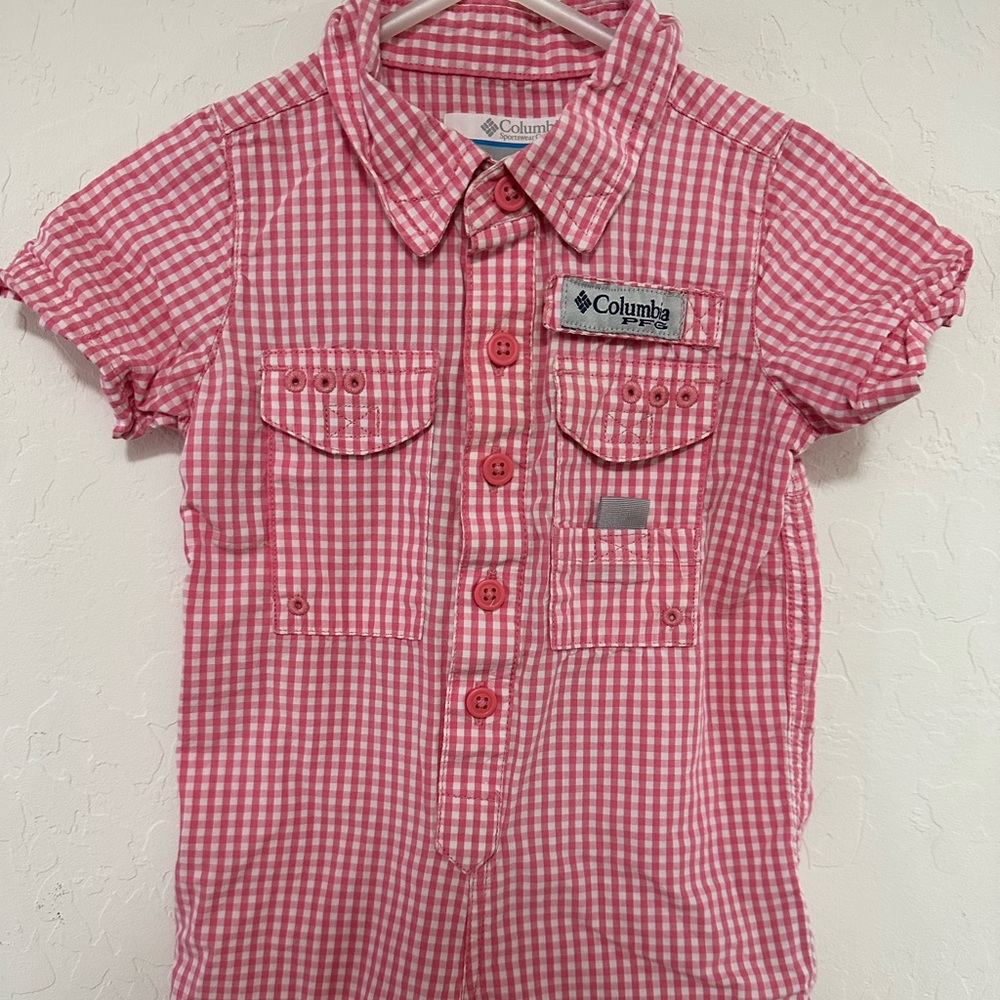 Pink and white gingham Columbia one piece
